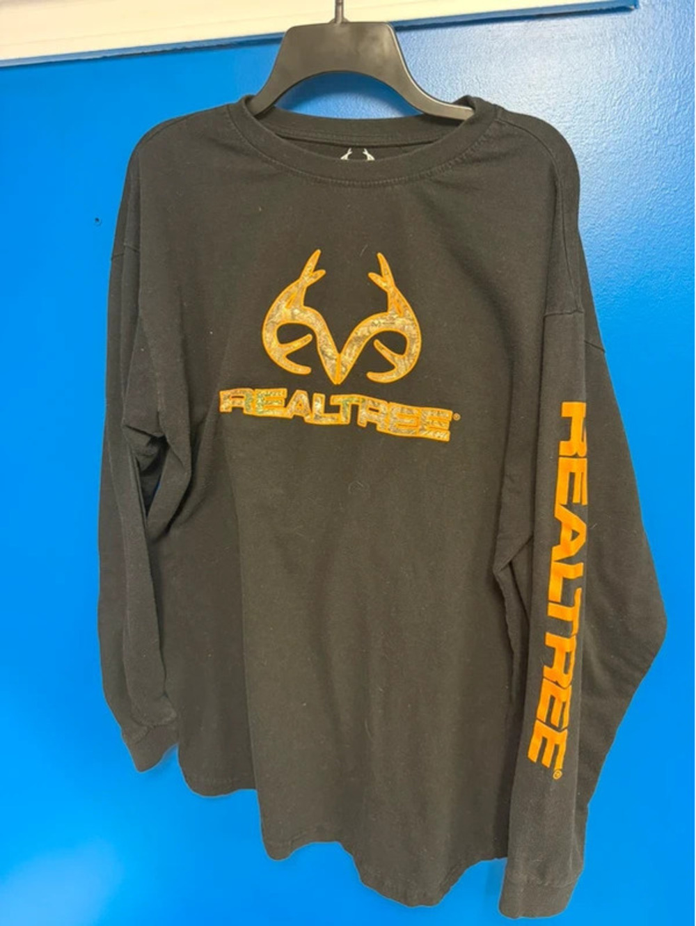 Realtree by Mountainaire Black Graphic Long Sleeve Shirt XXL - Camo Antler Logo